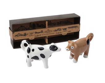 Cow Salt and Pepper Shaker Pots • Gift Box • British Dairy Farm Cows • Tableware • Gifts for Home