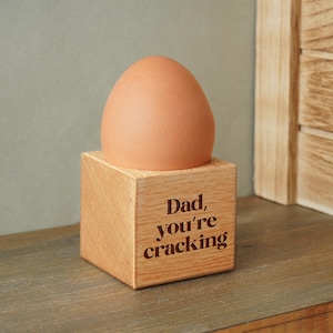 Loft &#39;Dad You&#39;re Cracking&#39; Oak Egg Cup In Gift Box  | Breakfast | Homeware | Kitchenware