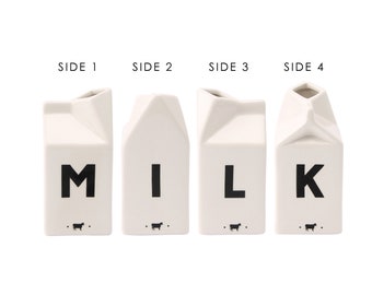 White Ceramic Milk Jug - Slogan 'MILK'