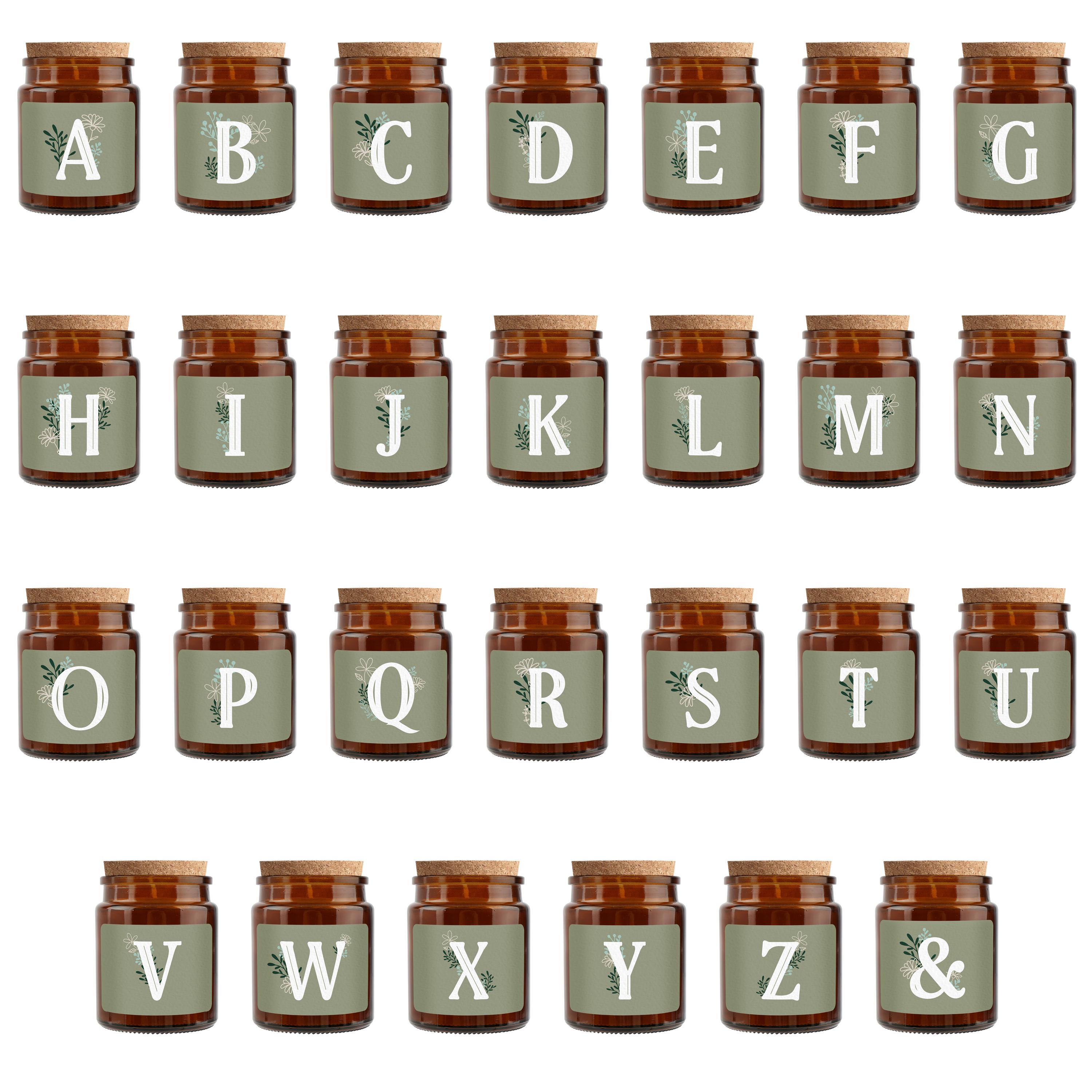 Alphabet Initial Candle • A - Z • Scented Brown Glass Jar Candle