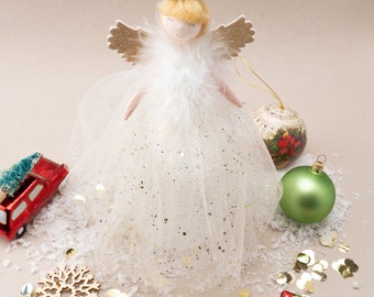 Gold Large Light Up Angel Christmas Tree Topper • Includes Batteries • Size: 28.5cm • Gift For Home