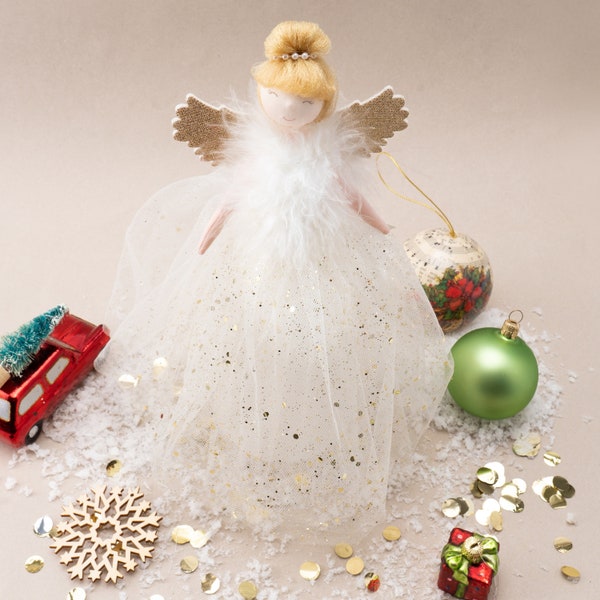 Gold Large Light Up Angel Christmas Tree Topper • Includes Batteries • Size: 28.5cm • Gift For Home