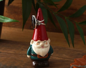 Ceramic Garden Gnome Ring Holder Decorative in Gift Box