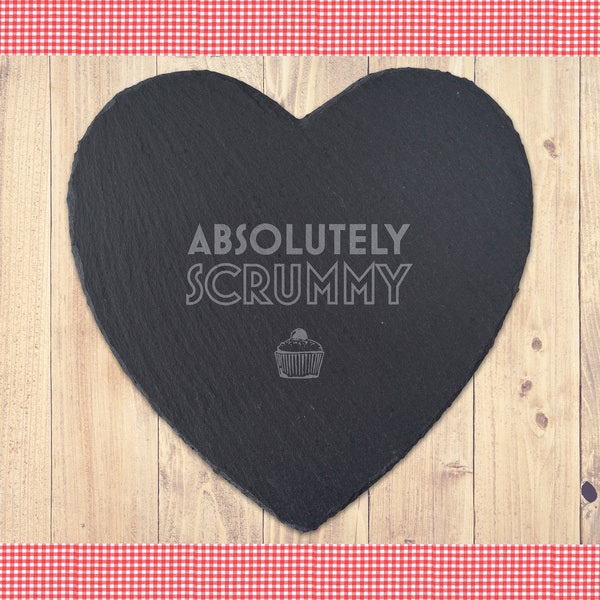 Great British Baker 'Absolutely Scrummy' Heart Slate Cheeseboard - Gift Boxed
