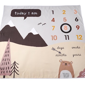 Manta para bebé Milestone Mountain Forest con caja de regalo, 100 cm x 90 cm