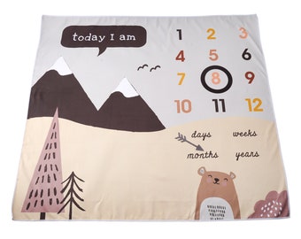 Baby Milestone Mountain Forest Mat Blanket with Gift Box | 100cm x 90cm