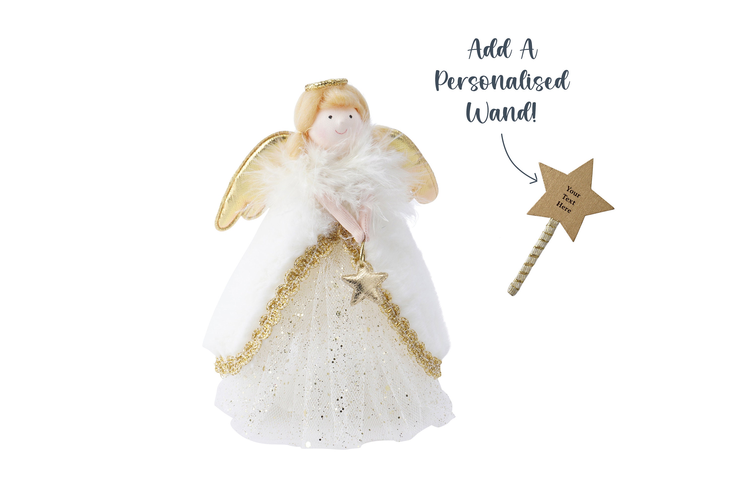 Angel Christmas Tree Topper in Gold • Size: 17cm • Gift For Home