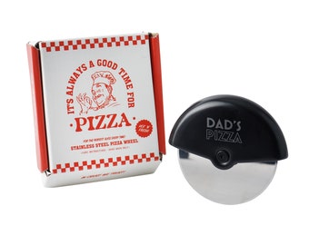 Black Pizza Cutter - 'Dad's Pizza' In Gift Box