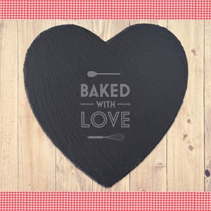 Great British Baker &#39;Baked With Love&#39; Heart Slate Cheeseboard - Gift Boxed