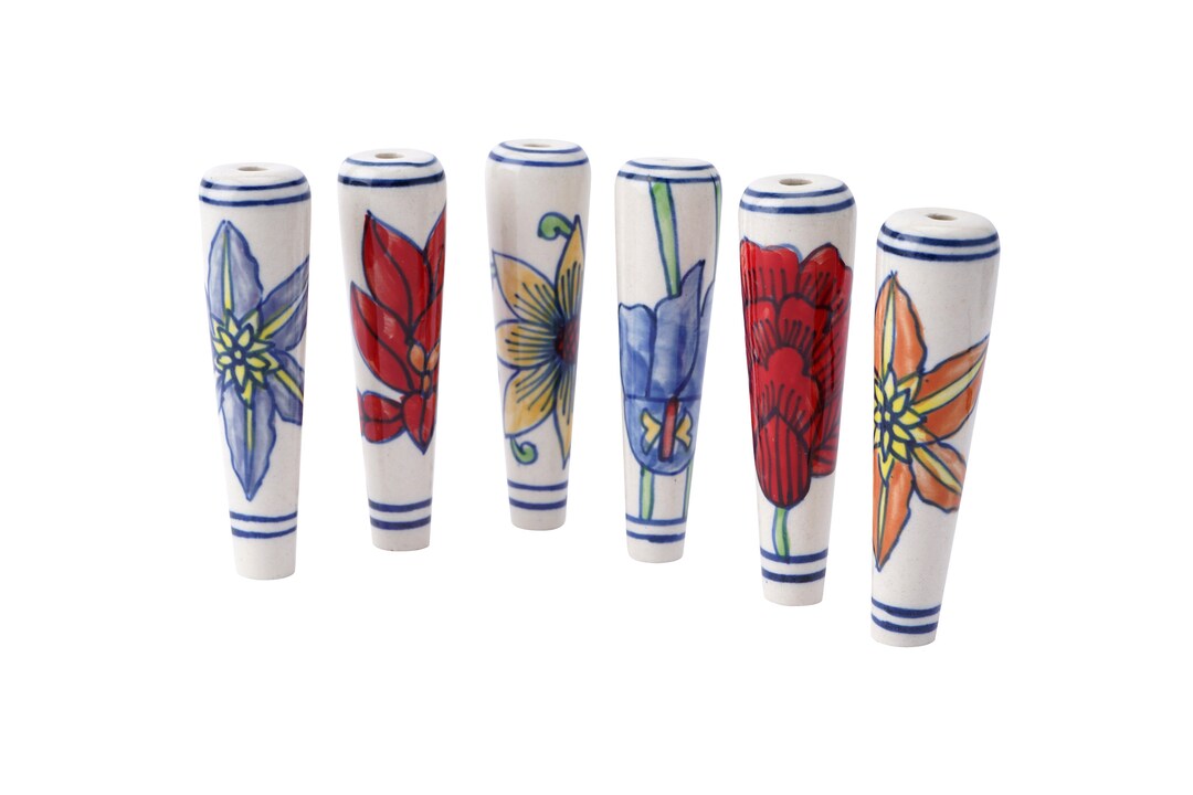 1 Floral Print Ceramic Light Pull Handle Cord Pull for Etsy