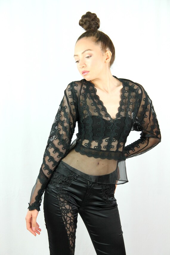 Black Sheer Lace Top Black Lace Top Black Long Sleeve Lace Top Black Long Sleeve Top Long Sleeve Lace Top Black Organza Top Black Top Etsy Canada