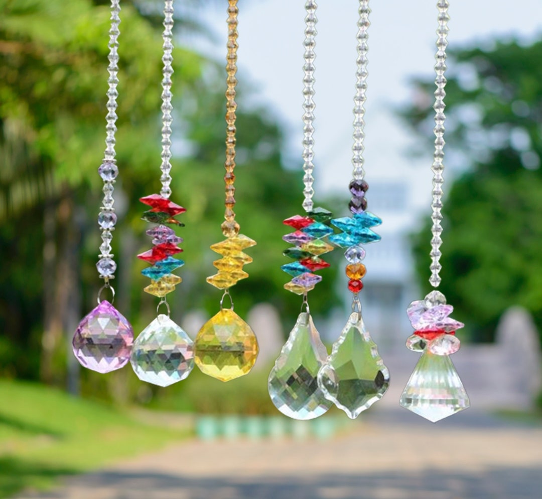 6PCS Crystal Suncatcher, Rainbow Maker, Crystal Chandelier, Prism