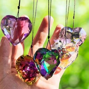 Kristall Herz Suncatcher Ornamente - Regenbogen Prisma Hängedekoration, irisierender Sonnenfänger für Fenster, Wohnkultur, Geschenk für Sie