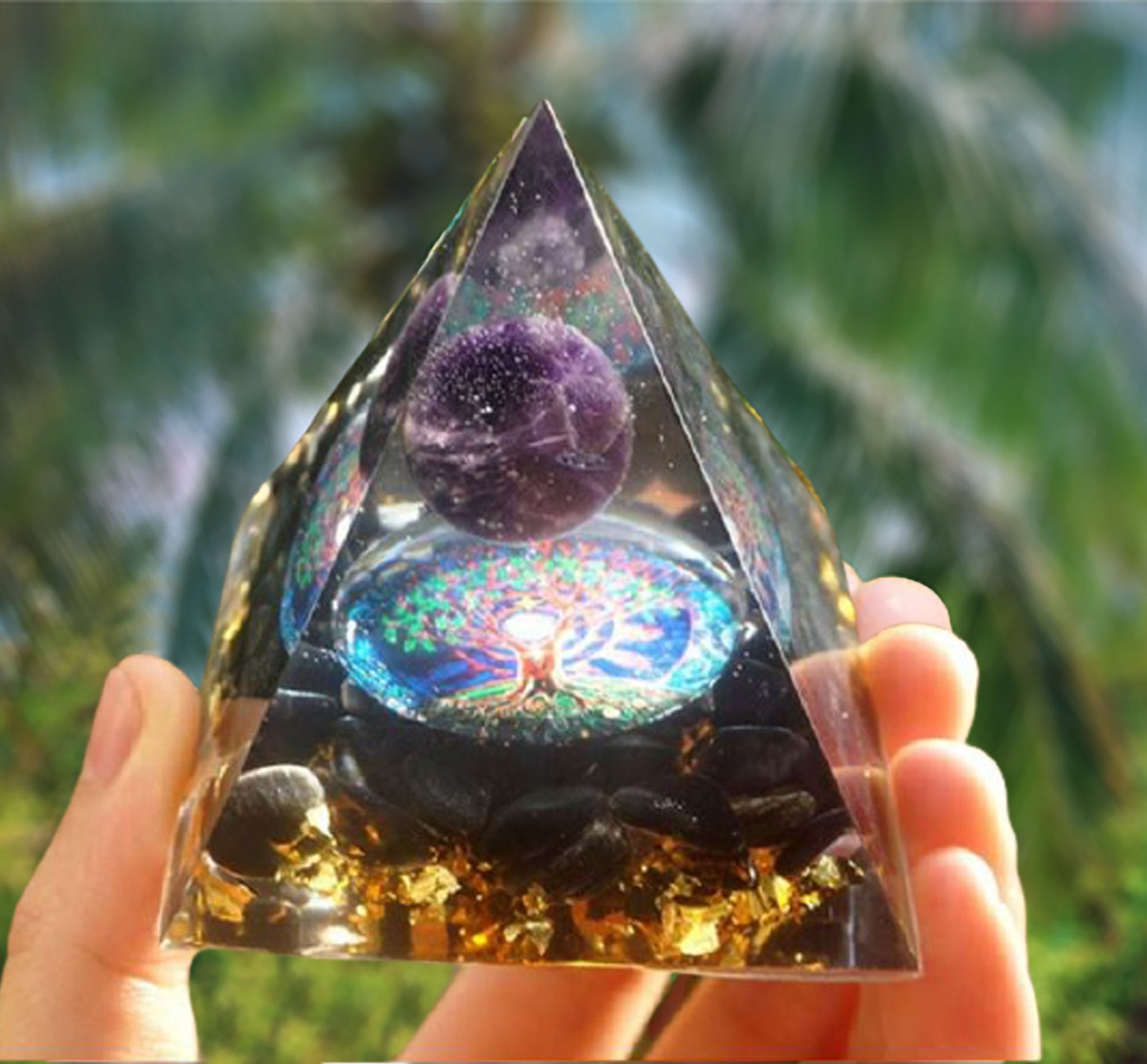 Handmade epoxy resin pyramid Healing Pyramid EMF protection Etsy