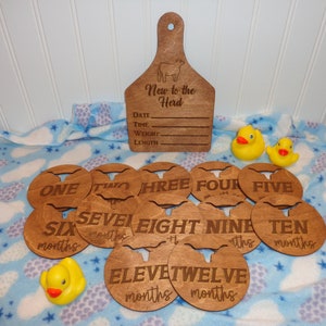 New To The Herd Ear Tag Birth Announcement w/ Circle Monthly Milestone Markers