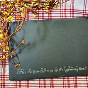 Slate Charcuterie Give Us Lord Our Daily Bread Kitchen Meat, Cheese, and Fruit Tray Board