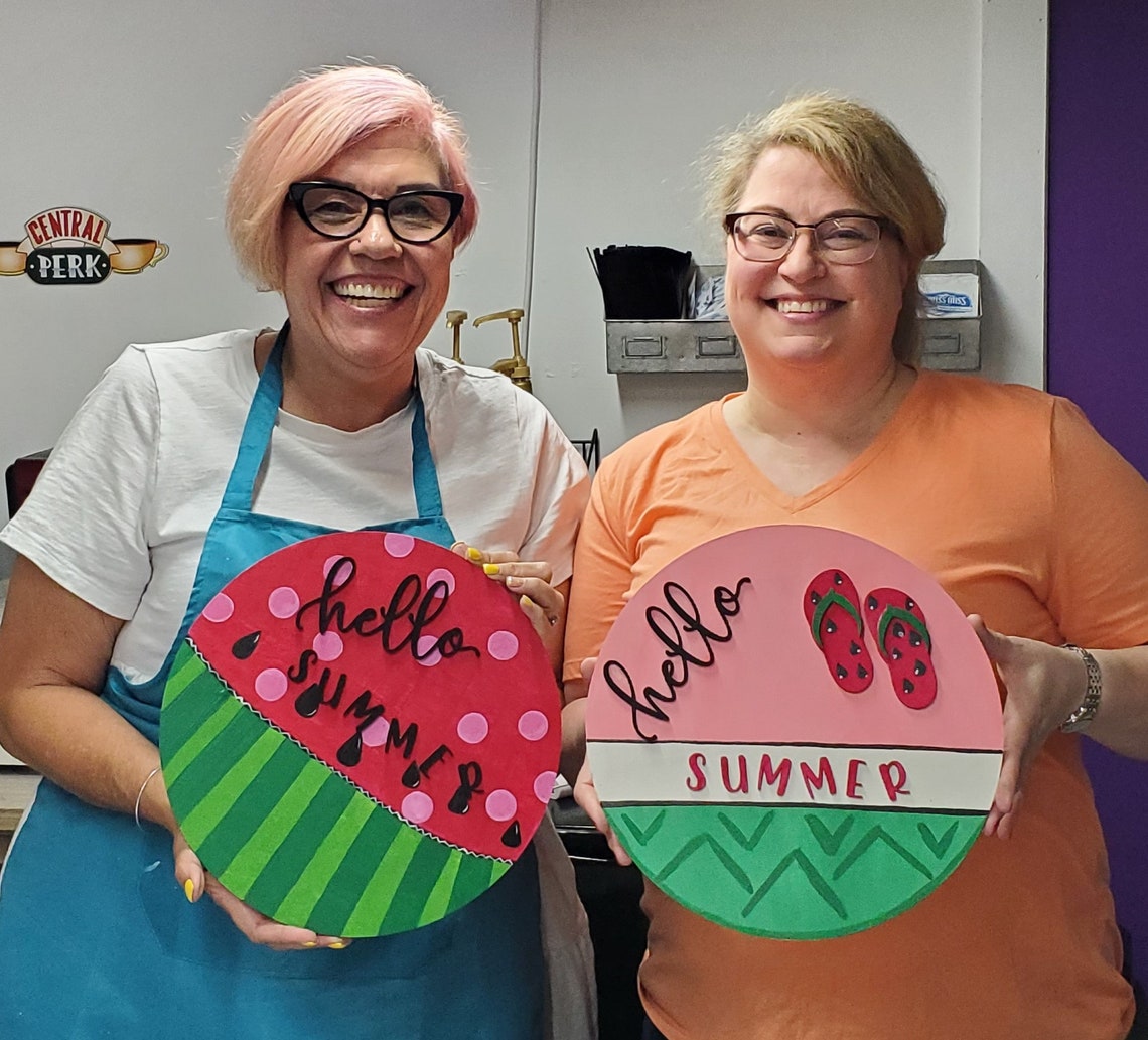 DIY or Completed Hello Summer Flip Flop Door Hanger Sign for - Etsy