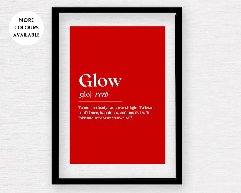 Glow Definition Print Red Self Love Self Esteem Etsy