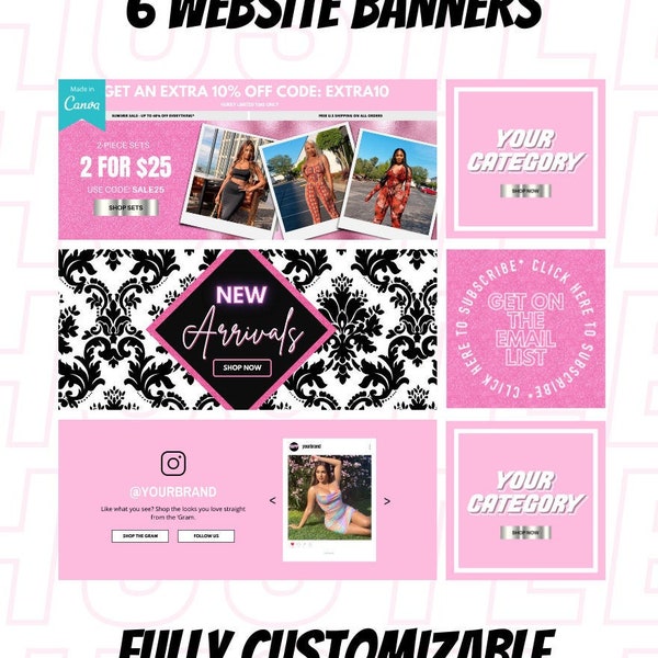 DIY Boutique Banner Set, DIY Shopify Web Banner, DIY Wix Website Banner, Website Banner Set