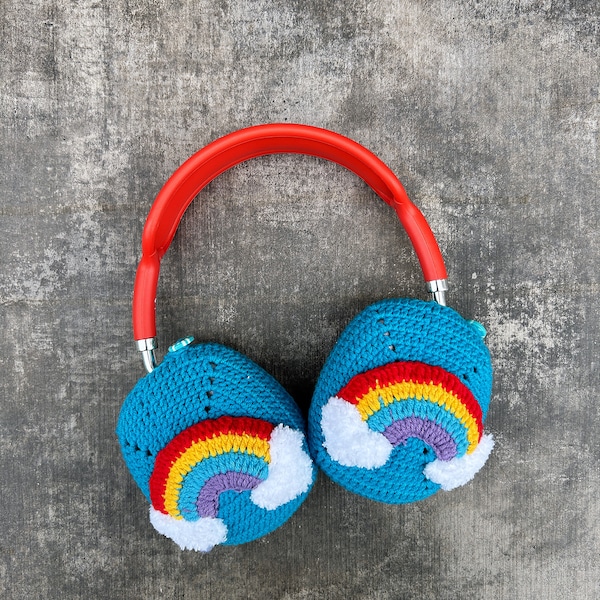 Airpods Max Cover,Headphone Covers,Rainbow,Cherry,Strawberry,Smile,Heart Case,Apple Headphone Case,Handmade Knit Crochet Subflower