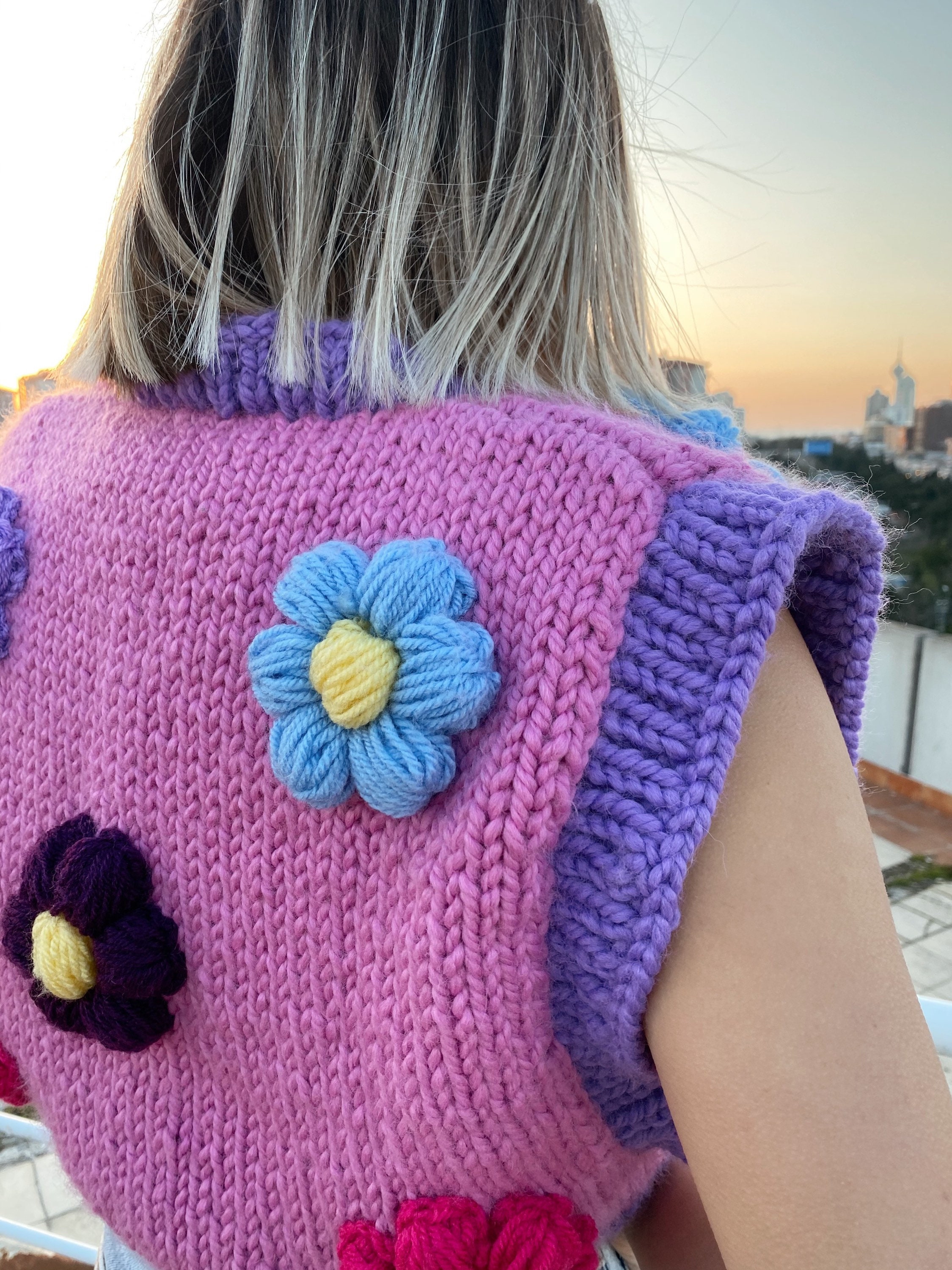 Flower Knitted Sweater For WomenDaisy Chunky Sweater Bloom Etsy