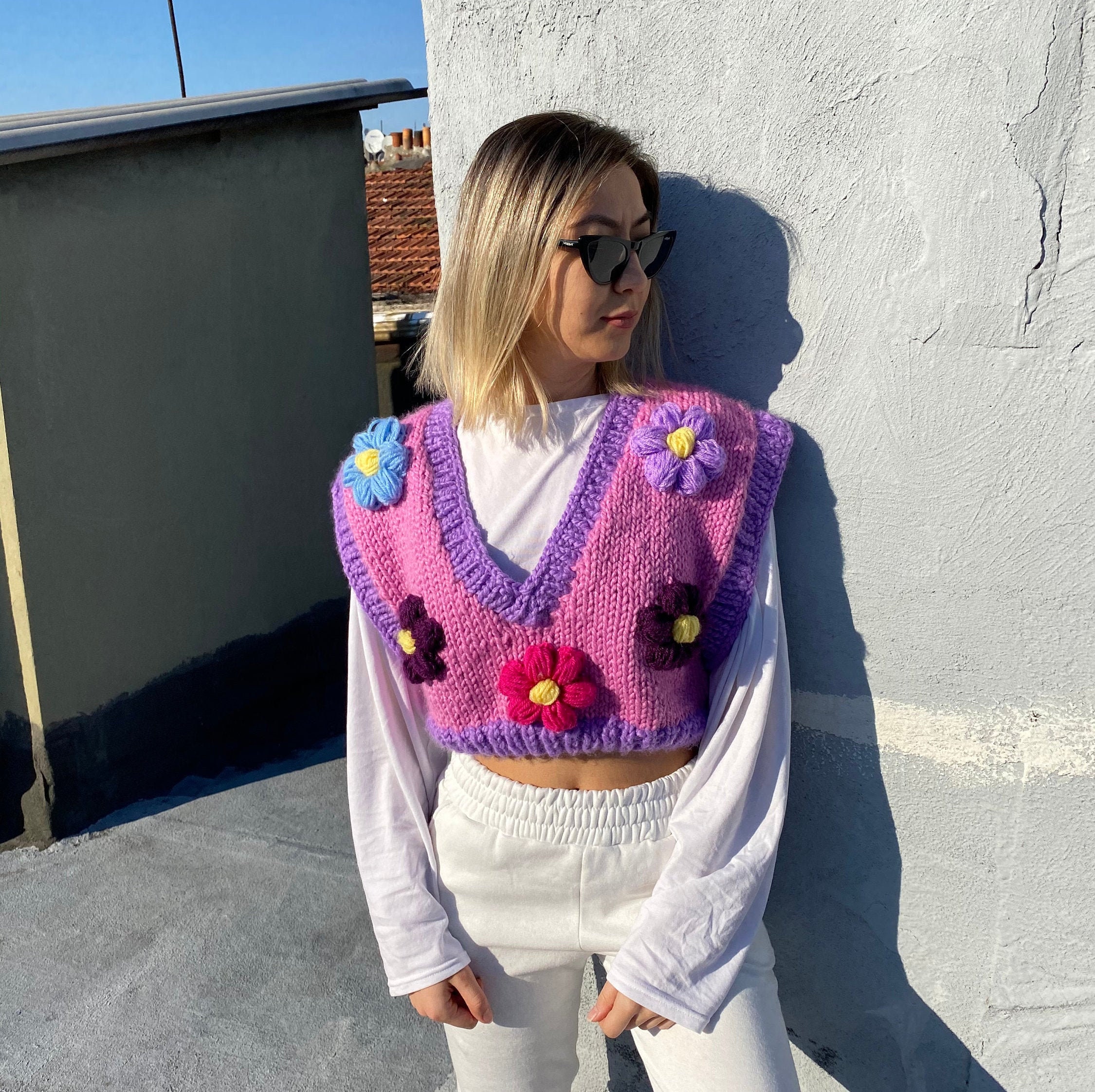 Flower Knitted Sweater For WomenDaisy Chunky Sweater Bloom Etsy