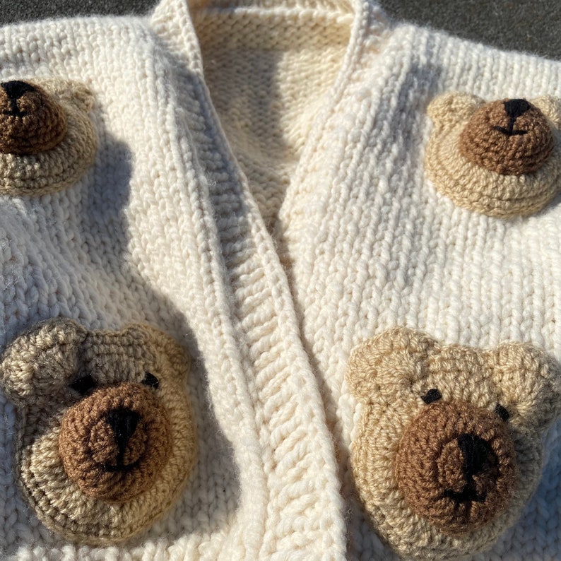 Cute Bear Cardigan for Women,3d Teddy Bear Shaped Cardigan,Handmade Crop,Oversize Animal Pattern,Crochet Knit,Sweet Cream Bear,Christmas image 8