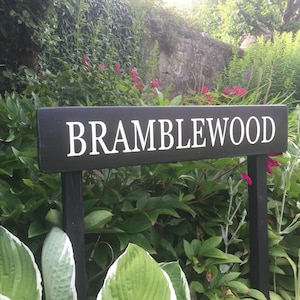 Personalised Painted Wooden Sign for House Garden Outdoor Name Plaque with Posts Stakes