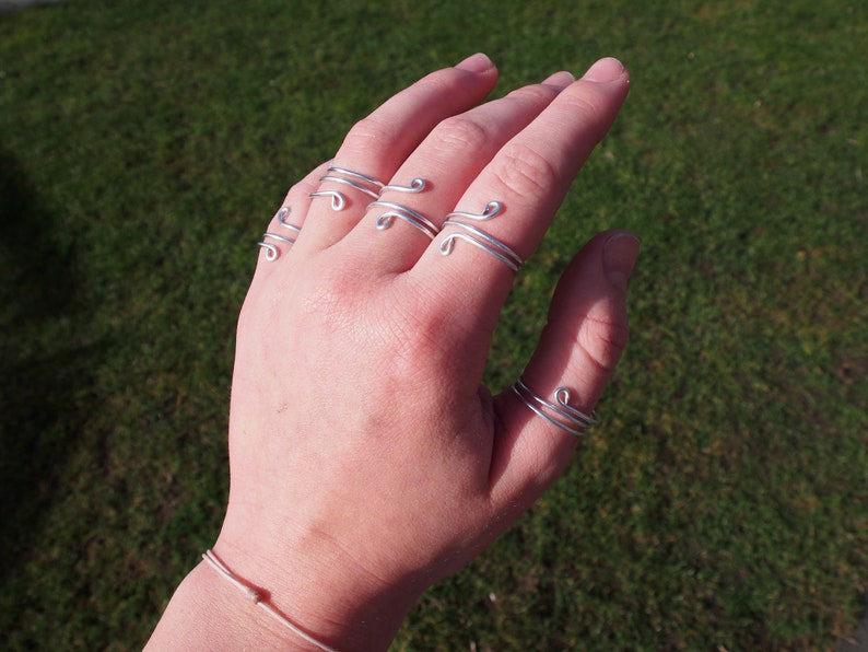 Silver Adjustable Wire Ring Delicate Silver Stack Ring Subtle Aesthetic Ring