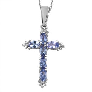 Tanzanite Cross Pendant Necklace-Cross Pendant-Silver Cross Necklace-religious pendant-cross jewelry-catholic cross-Tanzanite Jewelry