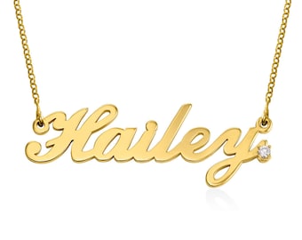 Collier personnalisé de nom classique avec collier diamant-nom personnalisé-nom bijoux-collier de nom d’or-collier personnalisé de cadeau-nom de mère
