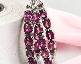 Pink Tourmaline Earrings-Hoop Earrings-Tourmaline-Pink Earrings-Pink Stone Jewelry-Silver Hoops-Silver Hoop Earrings-Wedding Earrings-Gift