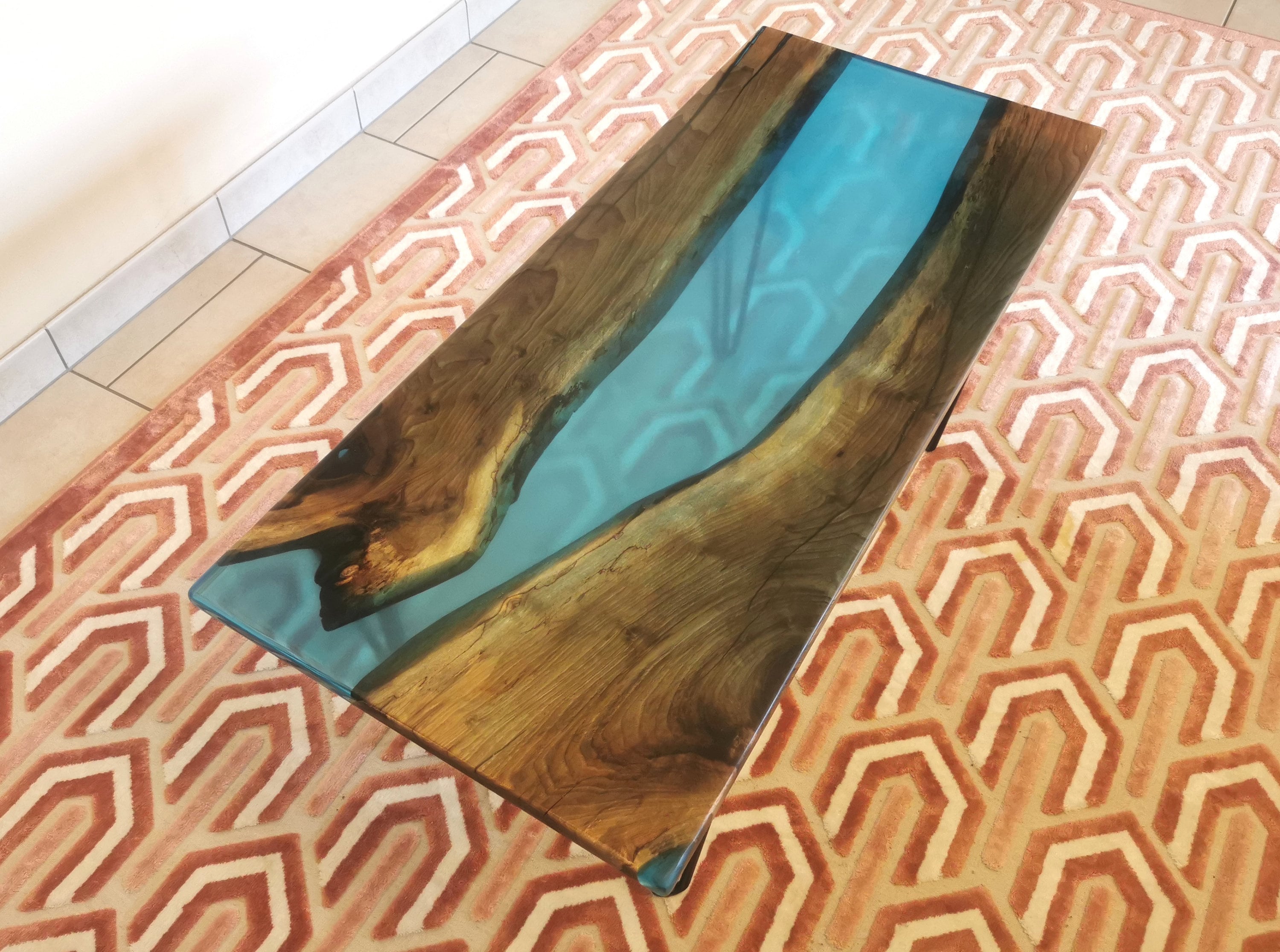 River Table Bleue Résine Epoxy