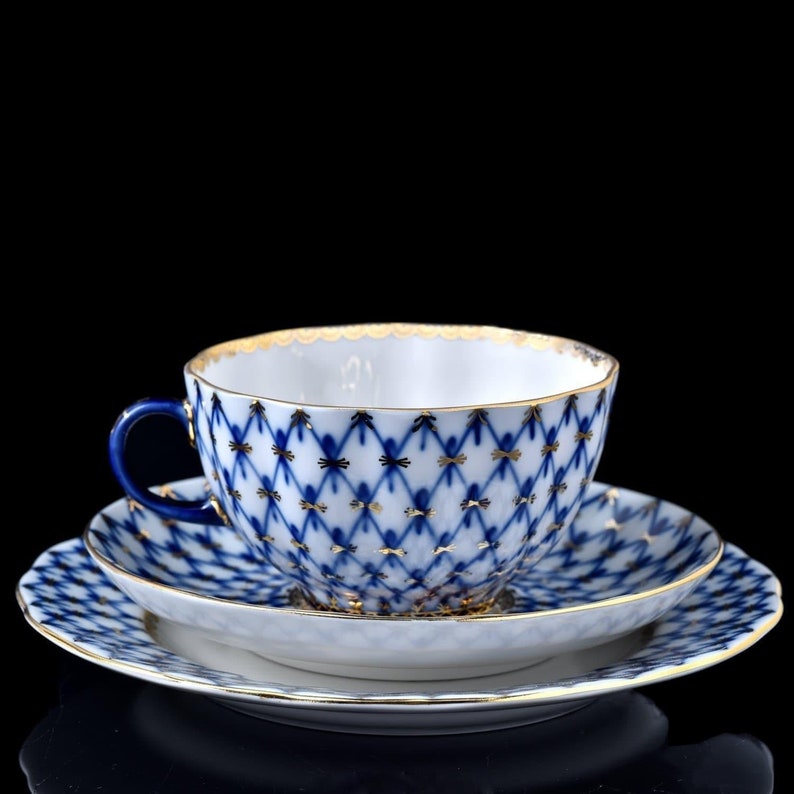 cobalt net tea set