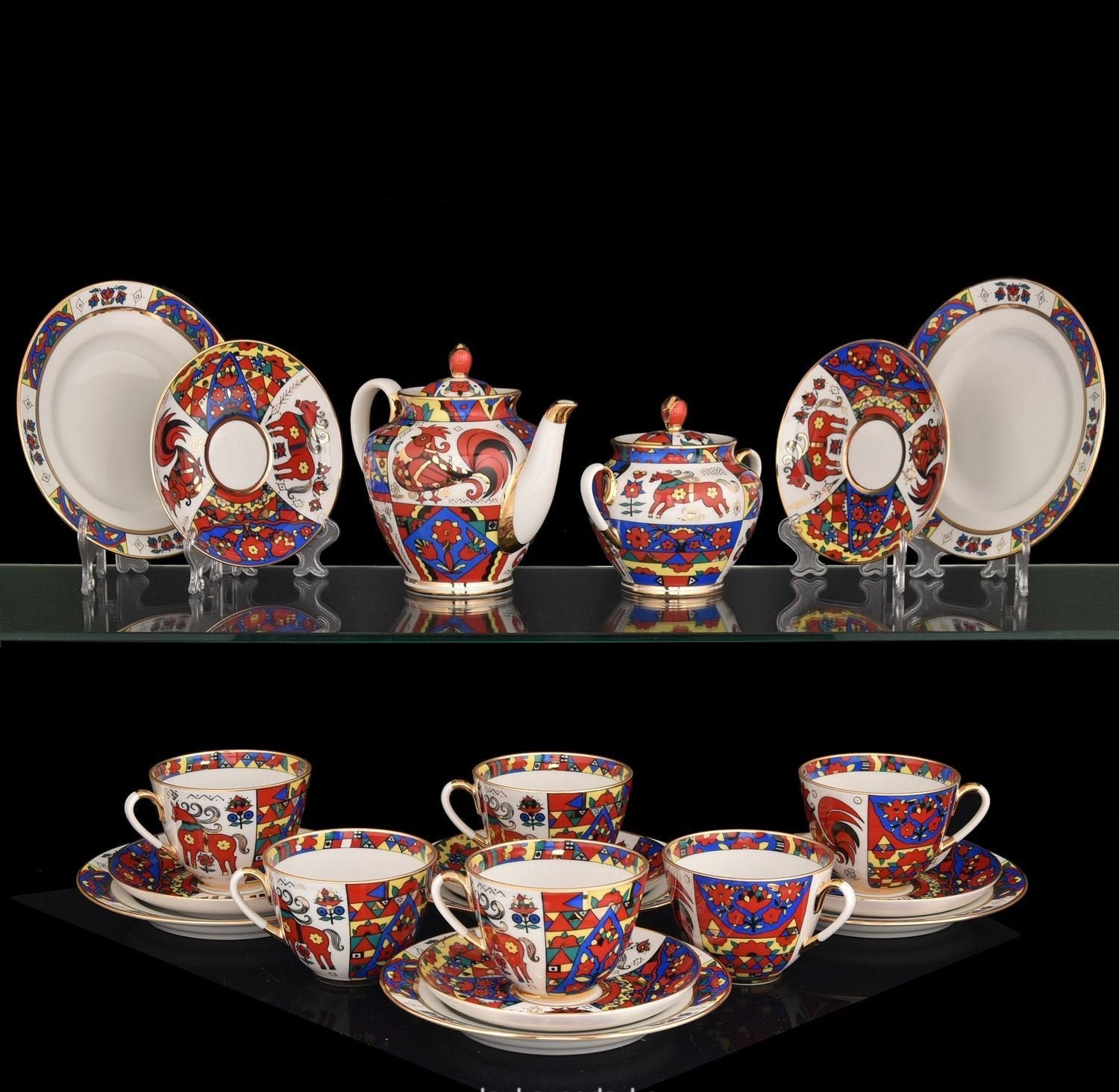 Unique Tea Set Russian Pattern 6/21 Russian Imperial Lomonosov | Etsy