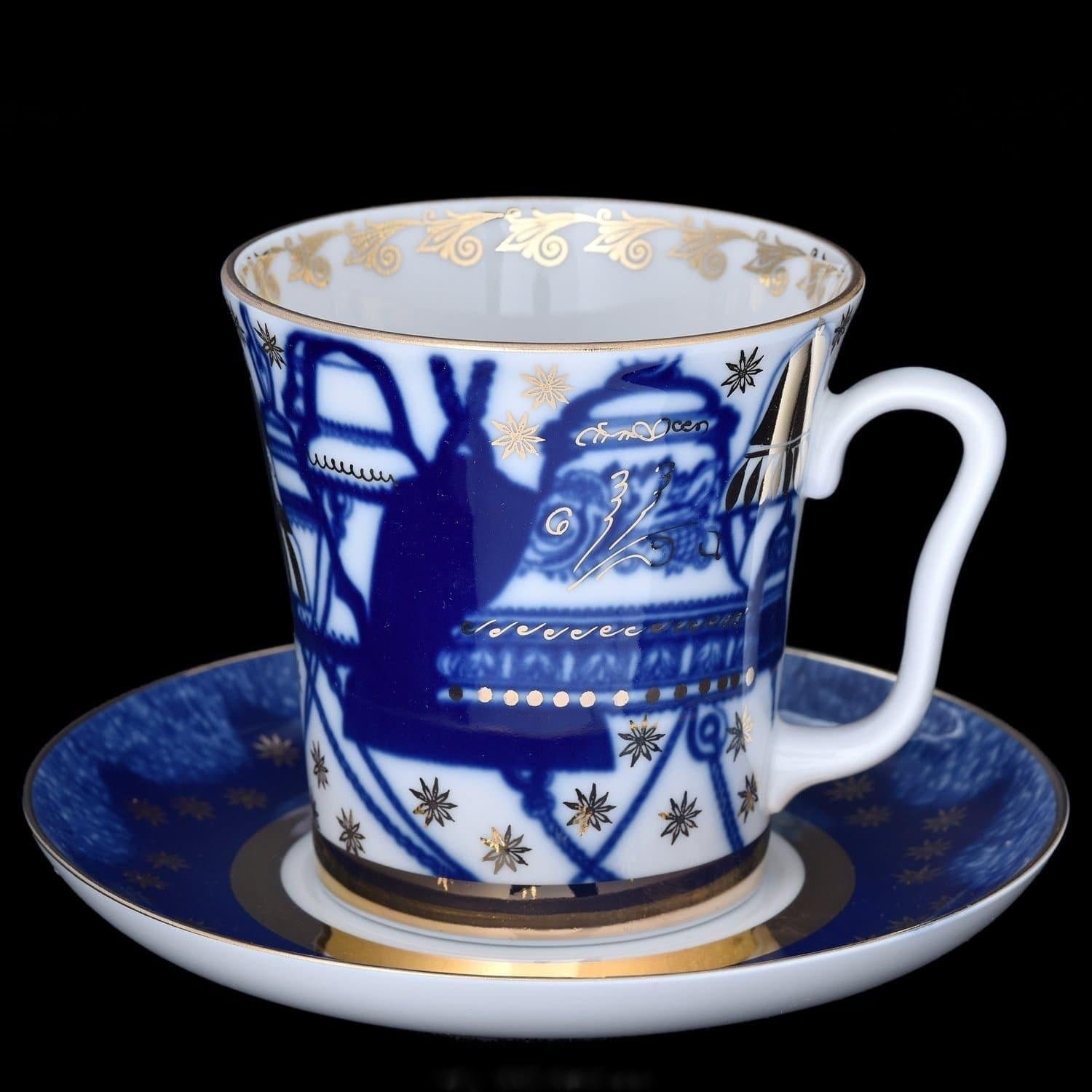Cobalt 22K Gold Mug and Saucer Bells Russian Imperial Etsy
