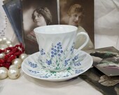 Bone china Cup and Saucer quot Forget-Me-Not quot Russian Lomonosov porcelain
