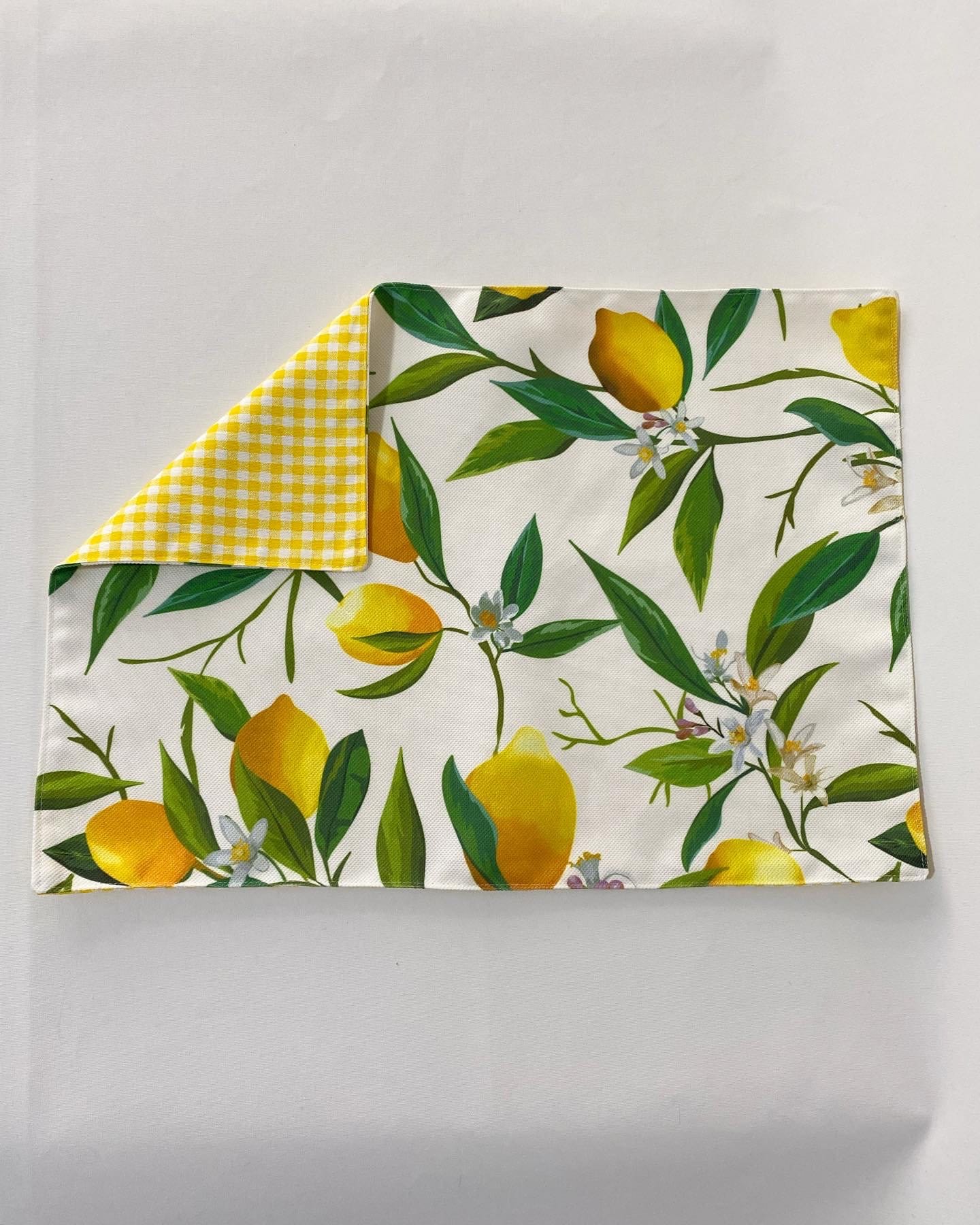Lemon Placemat Set 4 6 8 10 Pieces, Lemon Pattern Digital Printed