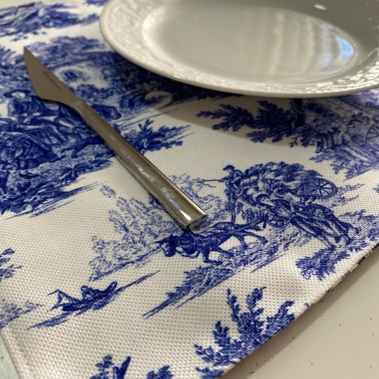 Disover Toile de Jouy Bleu Blanc Placemat