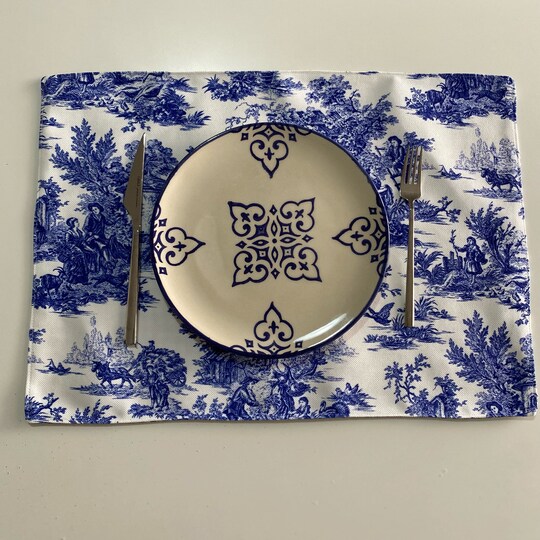 Disover Toile de Jouy Bleu Blanc Placemat