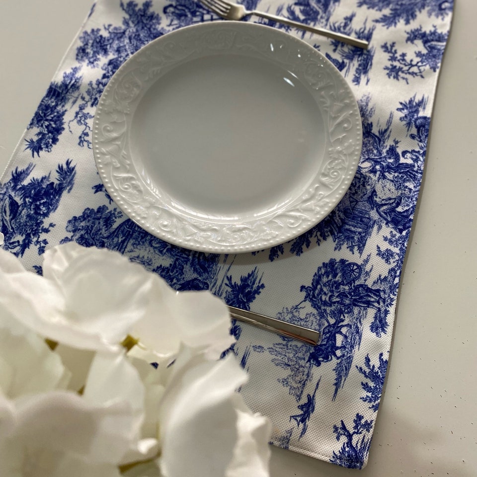 Discover Toile de Jouy Bleu Blanc Placemat