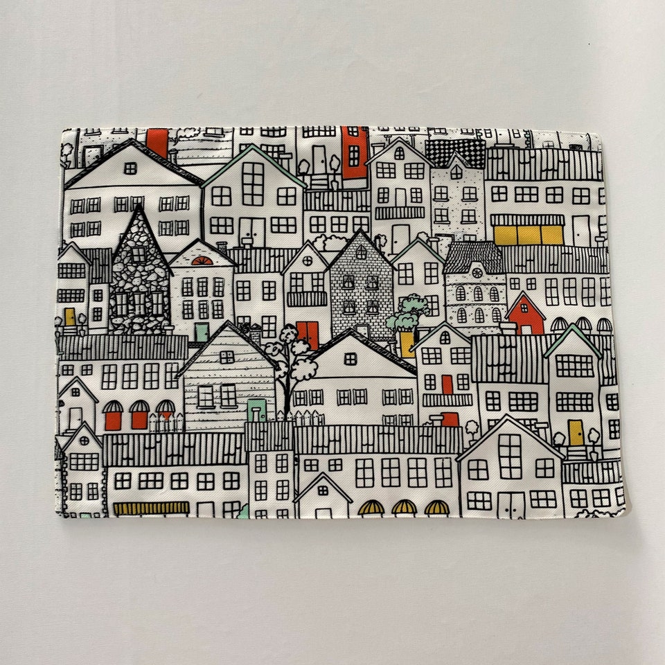 Colorful Houses Digital Printed Fabric Placemat