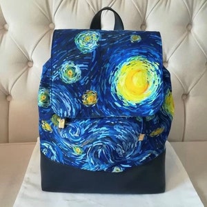 Sac à dos Van Gogh nuit étoilée, cadeau pour amateur d'art, sac à dos en toile, cartable unique, cadeau d'artiste, sac de chambre d'enfant, cadeau professeur d'art, sac créatif