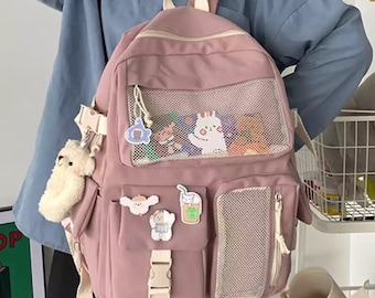 kawaii face pastel backpack