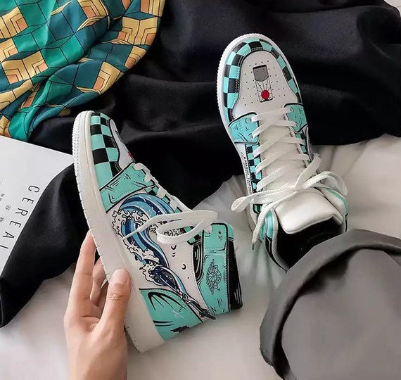 Tanjiro x Zenitsu Demon Slayer Sword Custom Air Jordan Hightop Shoes