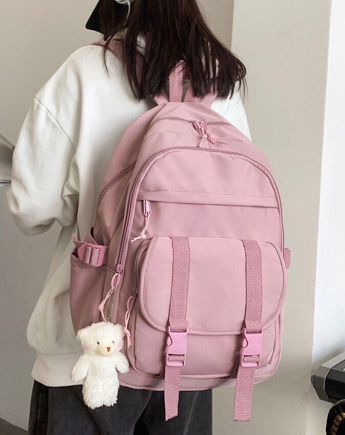 Kawaii Soft Pink Girl Backpack | Pastel Color School Bag | Cute Teena…