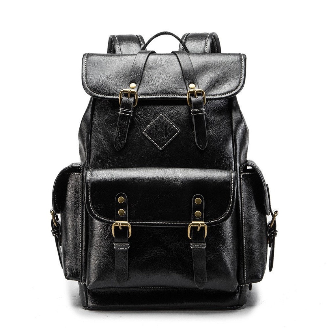 Men Black Backpack Classy College Bag Stylish Design Etsy