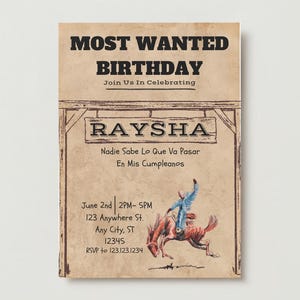 Bad Bunny Most Wanted Birthday Invitation | Birthday Invitation | Bad Bunny Digital Template | Editable Bad Bunny Invite | Adult Birthday