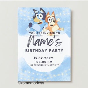 Bluey Birthday Invitation | Birthday Invitation | Bluey Birthday Digital Template | Bingo | kids birthday | Bluey Theme