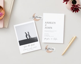 Réservez votre photo minimaliste | Faire-part de mariage simple (téléchargement numérique)